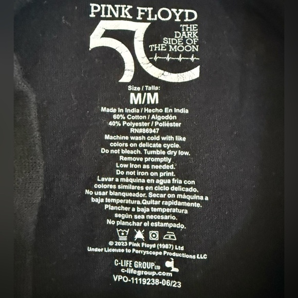 Pink Floyd Dark Side of the Moon 50th Anniversary T-Shirt Black Men’s Medium - Picture 7 of 8